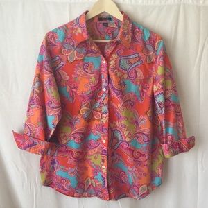Chaps Paisley Print Blouse XL